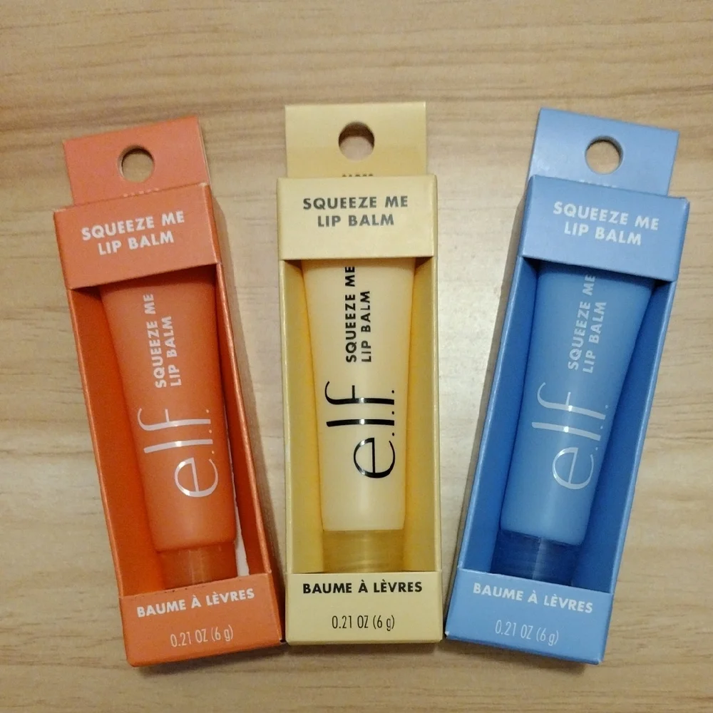 e.l.f. Squeeze Me Lip Balm Trio Strawberry, Vanilla, Blueberry ✨🆕